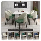 Lot de 2 chaises de salle à manger rembourrées LeisureMod Paradiso - Dossier incurvé avec pieds en bois, élégantes, confortables et durables pour les salles à manger