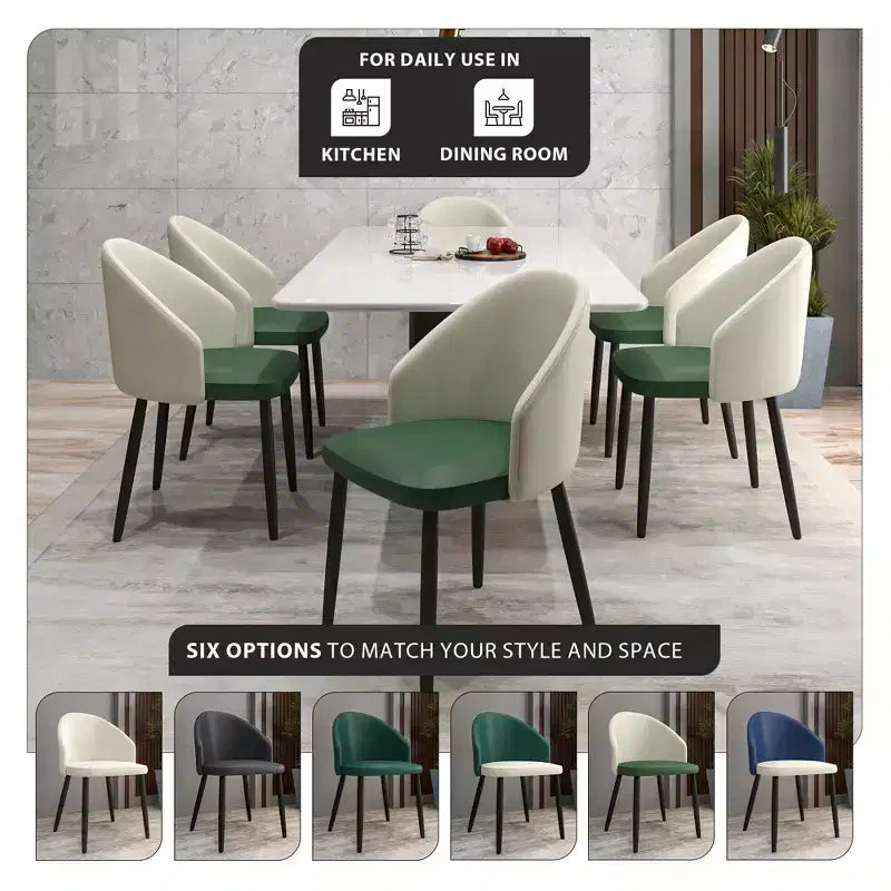 Lot de 2 chaises de salle à manger rembourrées LeisureMod Paradiso - Dossier incurvé avec pieds en bois, élégantes, confortables et durables pour les salles à manger
