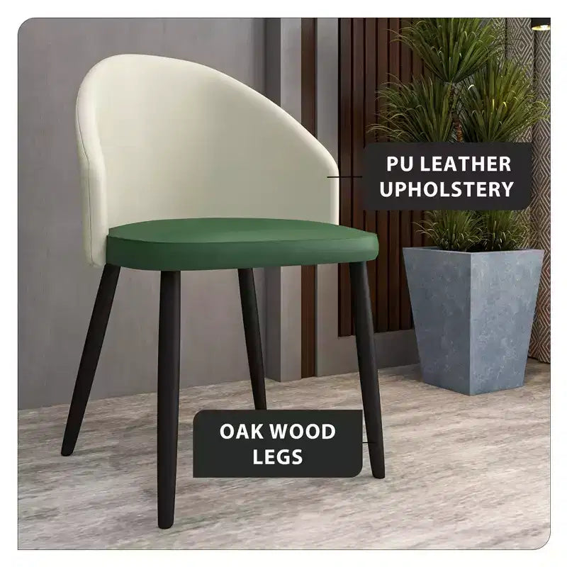 Lot de 2 chaises de salle à manger rembourrées LeisureMod Paradiso - Dossier incurvé avec pieds en bois, élégantes, confortables et durables pour les salles à manger
