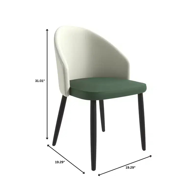 Lot de 2 chaises de salle à manger rembourrées LeisureMod Paradiso - Dossier incurvé avec pieds en bois, élégantes, confortables et durables pour les salles à manger
