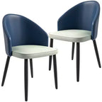 Lot de 2 chaises de salle à manger rembourrées LeisureMod Paradiso - Dossier incurvé avec pieds en bois, élégantes, confortables et durables pour les salles à manger