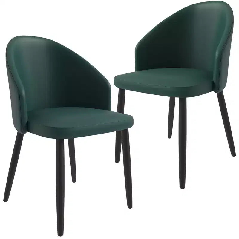 Lot de 2 chaises de salle à manger rembourrées LeisureMod Paradiso - Dossier incurvé avec pieds en bois, élégantes, confortables et durables pour les salles à manger
