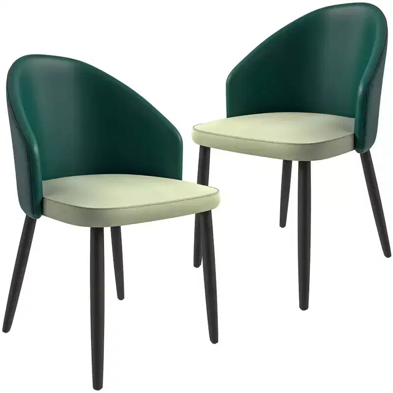 Lot de 2 chaises de salle à manger rembourrées LeisureMod Paradiso - Dossier incurvé avec pieds en bois, élégantes, confortables et durables pour les salles à manger