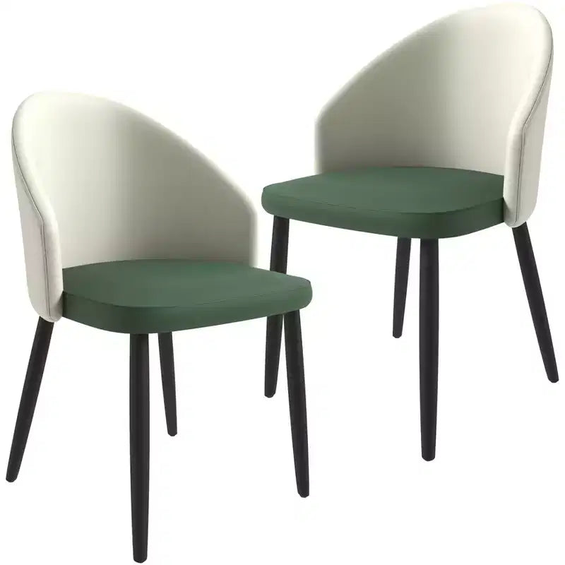 Lot de 2 chaises de salle à manger rembourrées LeisureMod Paradiso - Dossier incurvé avec pieds en bois, élégantes, confortables et durables pour les salles à manger