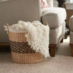 Panier tressé, panier décoratif avec poignées et doublure en coton, pour le rangement, l'organisation, la lessive et plus encore.