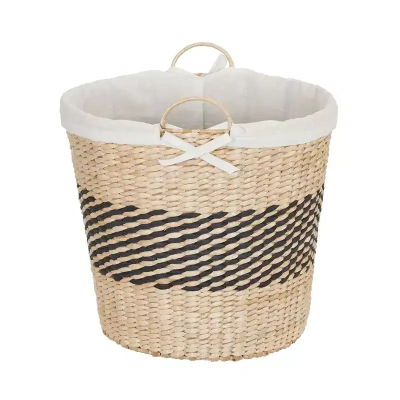 Panier tressé, panier décoratif avec poignées et doublure en coton, pour le rangement, l'organisation, la lessive et plus encore.