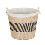 Panier tressé, panier décoratif avec poignées et doublure en coton, pour le rangement, l'organisation, la lessive et plus encore.