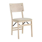 Stakmore Aztec Chaise pliante de salle à manger incurvée en bois massif de qualité supérieure avec siège rembourré en tissu, lot de 2, inachevé