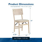 Stakmore Aztec Chaise pliante de salle à manger incurvée en bois massif de qualité supérieure avec siège rembourré en tissu, lot de 2, inachevé