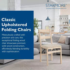 Stakmore Classic Premium - Ensemble de 2 chaises pliantes en bois massif, avec siège rembourré en tissu, inachevées