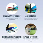 StoreYourBoard Hi-Port 2 | Rangement ajustable au plafond pour SUP et planches de surf | Double | Supporte 68 kg
