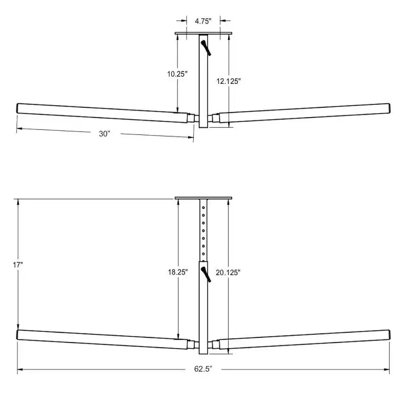 StoreYourBoard Hi-Port 2 | Rangement ajustable au plafond pour SUP et planches de surf | Double | Supporte 68 kg