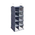 Hanging Cotton Blend and Plastic Closet Shoe Organizer with 10 Storage Compartments, Denim