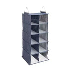 Hanging Cotton Blend and Plastic Closet Shoe Organizer with 10 Storage Compartments, Denim