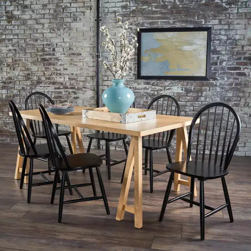Ensemble de salle à manger 7 pièces en bois d'hévéa style rustique Ansley de Christopher Knight Home