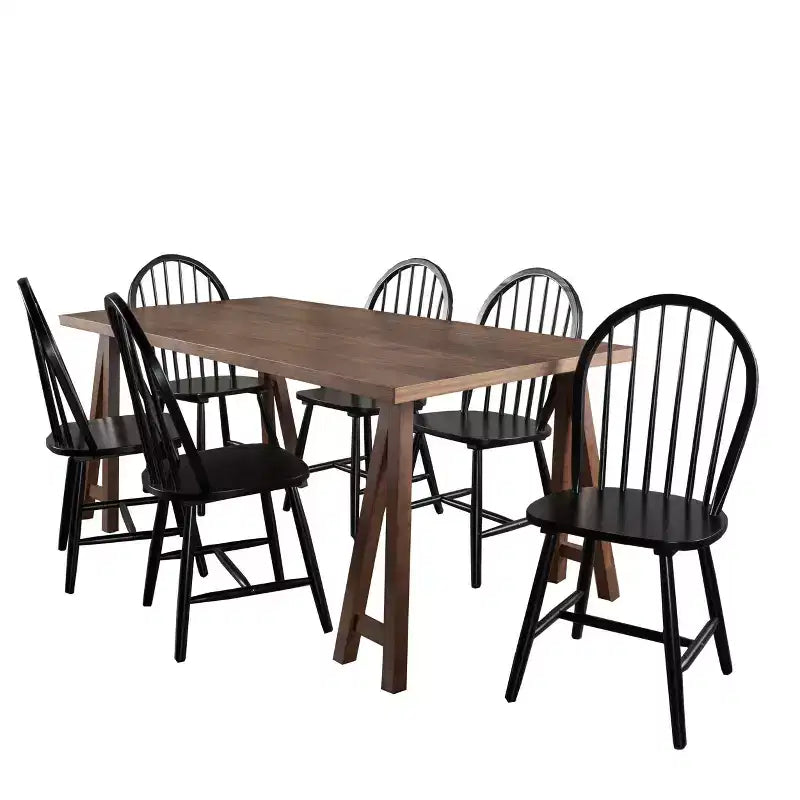 Ensemble de salle à manger 7 pièces en bois d'hévéa style rustique Ansley de Christopher Knight Home