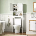 Over The Toilet Storage Cabinet, Double Door Bathroom Storage Organizer with Anti-Tip Device