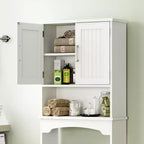 Meuble de Rangement WC, Organisateur de Salle de Bain à Double Porte avec Dispositif Anti-Basculement