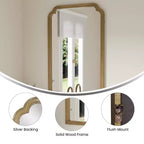 Flash Furniture Efie Grand miroir mural avec cadre en bois massif pour salle de bain, entrée, salle à manger et salon