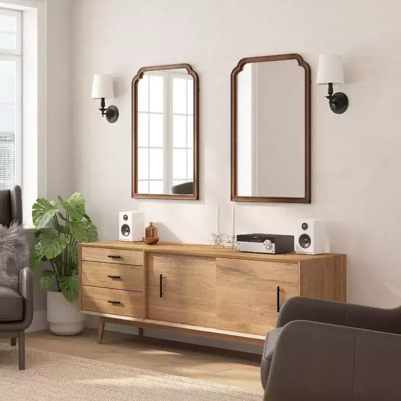 Flash Furniture Efie Grand miroir mural avec cadre en bois massif pour salle de bain, entrée, salle à manger et salon