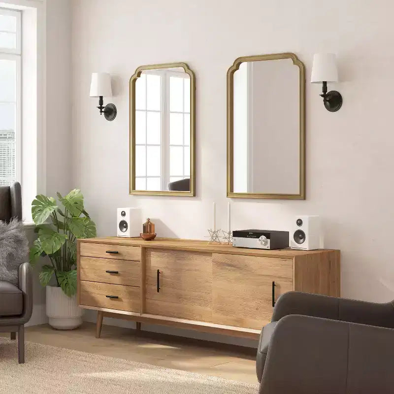Flash Furniture Efie Large Accent Wall Mirror with Solid Wood Frame for Bathroom, Entryway, Dining Room & Living Room