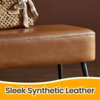 Banc pour entrée et chambre à coucher, banc de bout de lit, pouf de rangement en cuir synthétique avec surpiqûres, supporte 300 kg