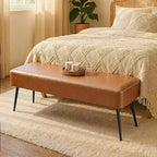 Bench for Entryway Bedroom, End of Bed Bench, Ottoman with Storage Synthetic Leather with Stitching Loads 660 lb