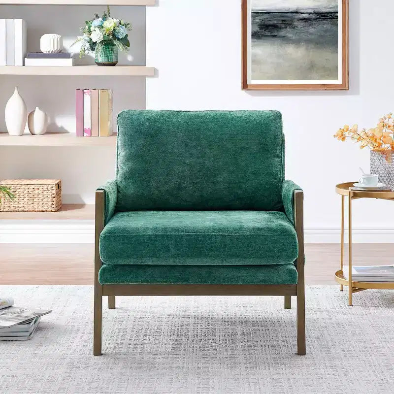 Fauteuil d'appoint en velours Kelly de Roundhill Furniture, style moderne du milieu du siècle