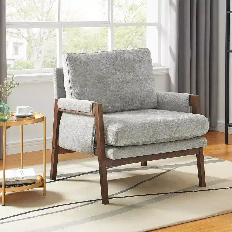 Fauteuil d'appoint en velours Kelly de Roundhill Furniture, style moderne du milieu du siècle