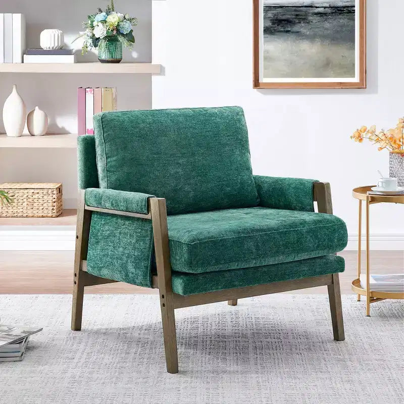 Fauteuil d'appoint en velours Kelly de Roundhill Furniture, style moderne du milieu du siècle