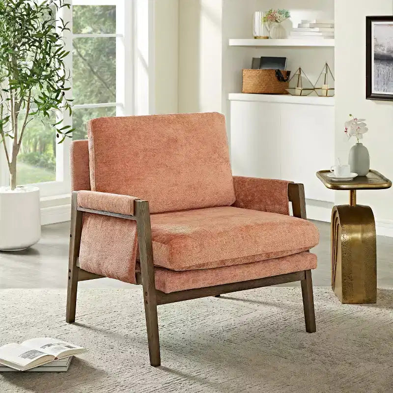 Fauteuil d'appoint en velours Kelly de Roundhill Furniture, style moderne du milieu du siècle