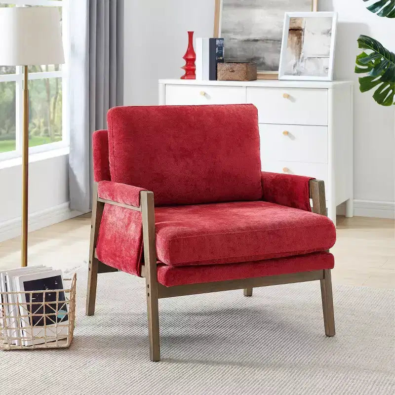 Fauteuil d'appoint en velours Kelly de Roundhill Furniture, style moderne du milieu du siècle
