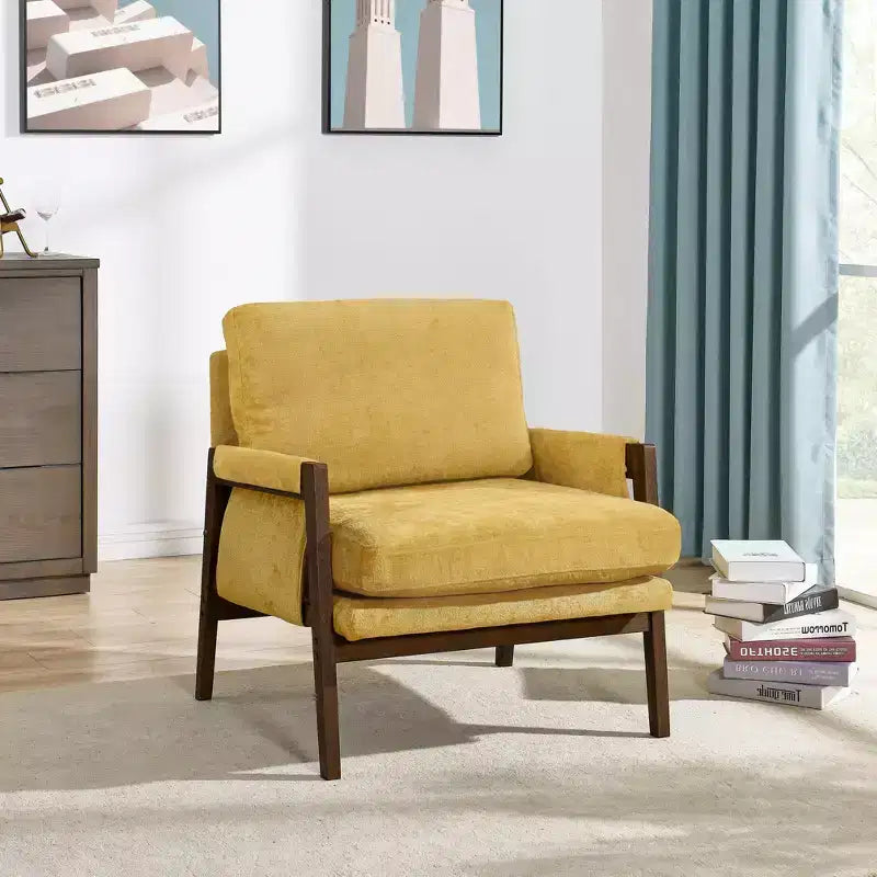 Fauteuil d'appoint en velours Kelly de Roundhill Furniture, style moderne du milieu du siècle