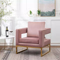 Roundhill Furniture Lenola Contemporary Upholstered Accent Arm Chair, Pink