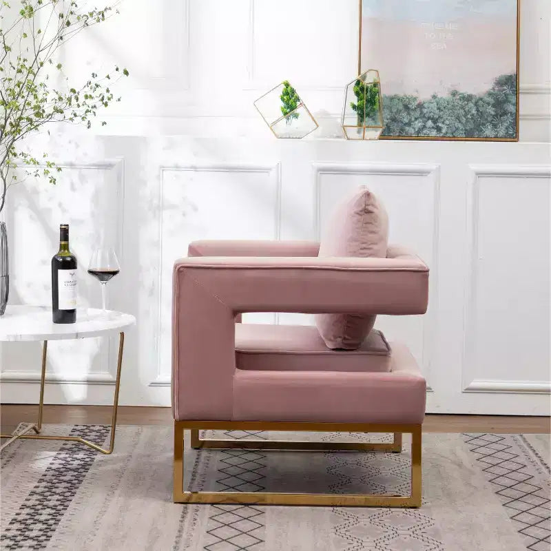 Fauteuil d'appoint rembourré contemporain Roundhill Furniture Lenola, rose