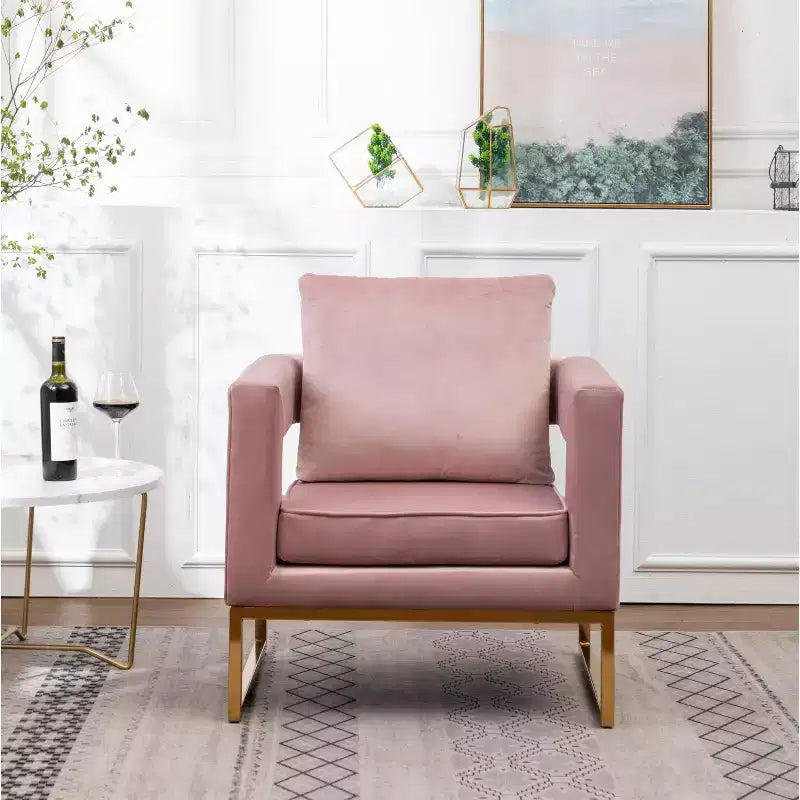 Fauteuil d'appoint rembourré contemporain Roundhill Furniture Lenola, rose