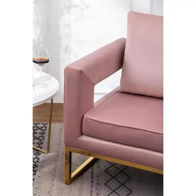 Fauteuil d'appoint rembourré contemporain Roundhill Furniture Lenola, rose