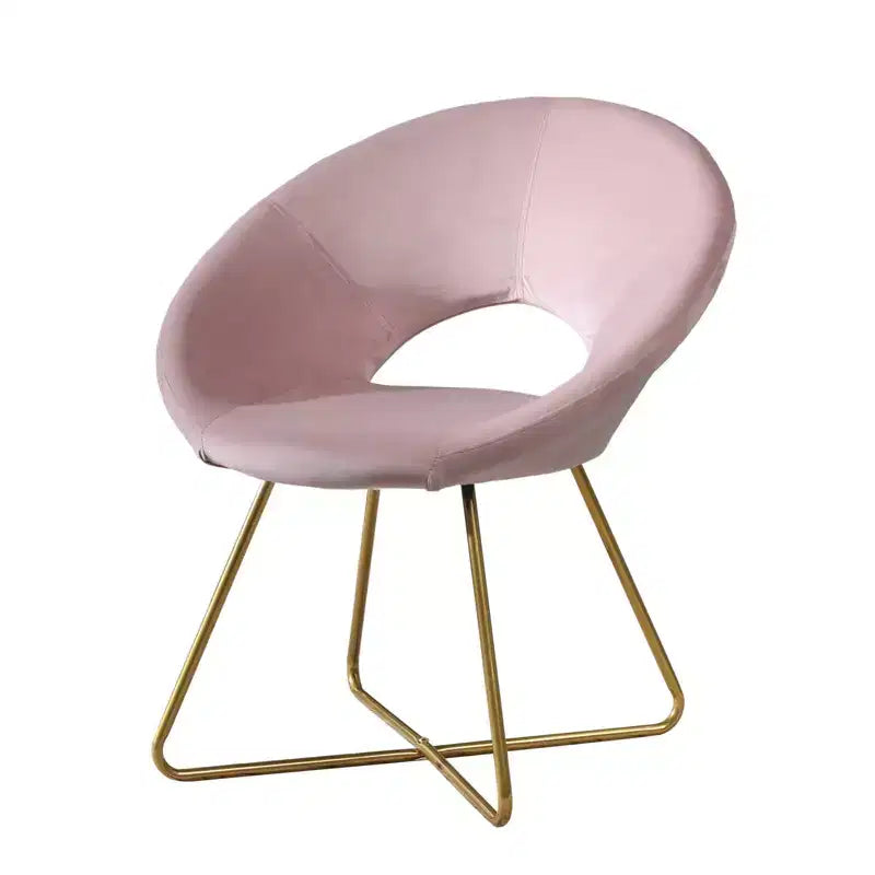 Fauteuil d'appoint rembourré en velours soyeux Slatina Roundhill Furniture, rose avec base finition doré