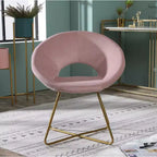 Fauteuil d'appoint rembourré en velours soyeux Slatina Roundhill Furniture, rose avec base finition doré
