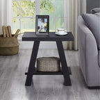 Table d'appoint en bois contemporain Athens avec étagère, finition noire