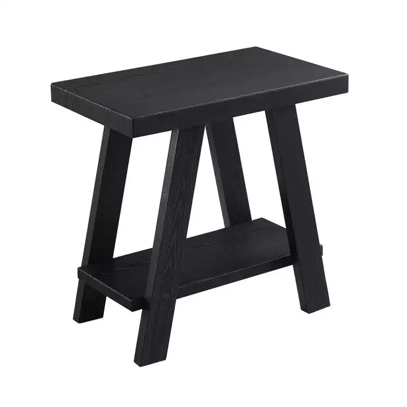 Table d'appoint en bois contemporain Athens avec étagère, finition noire