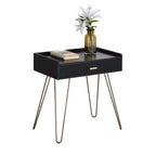Table d'appoint de rangement en bois noir et doré Hailey