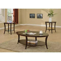 Roundhill Furniture Perth Contemporary 3-Piece Oval Coffee Table with End Tables Set, Espresso