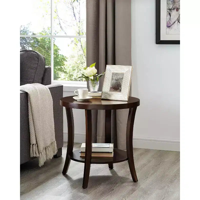 Table basse ovale 3 pièces contemporaine Roundhill Furniture Perth avec tables d'appoint, expresso