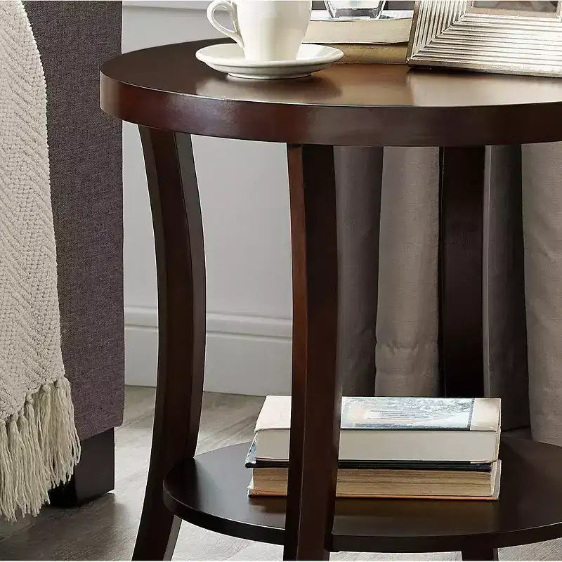 Table basse ovale 3 pièces contemporaine Roundhill Furniture Perth avec tables d'appoint, expresso