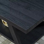 Table basse avec étagère en bois répliqué contemporain Roundhill Furniture Athens, finition noire
