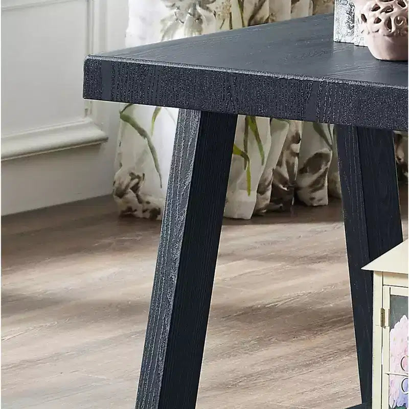 Table basse avec étagère en bois répliqué contemporain Roundhill Furniture Athens, finition noire