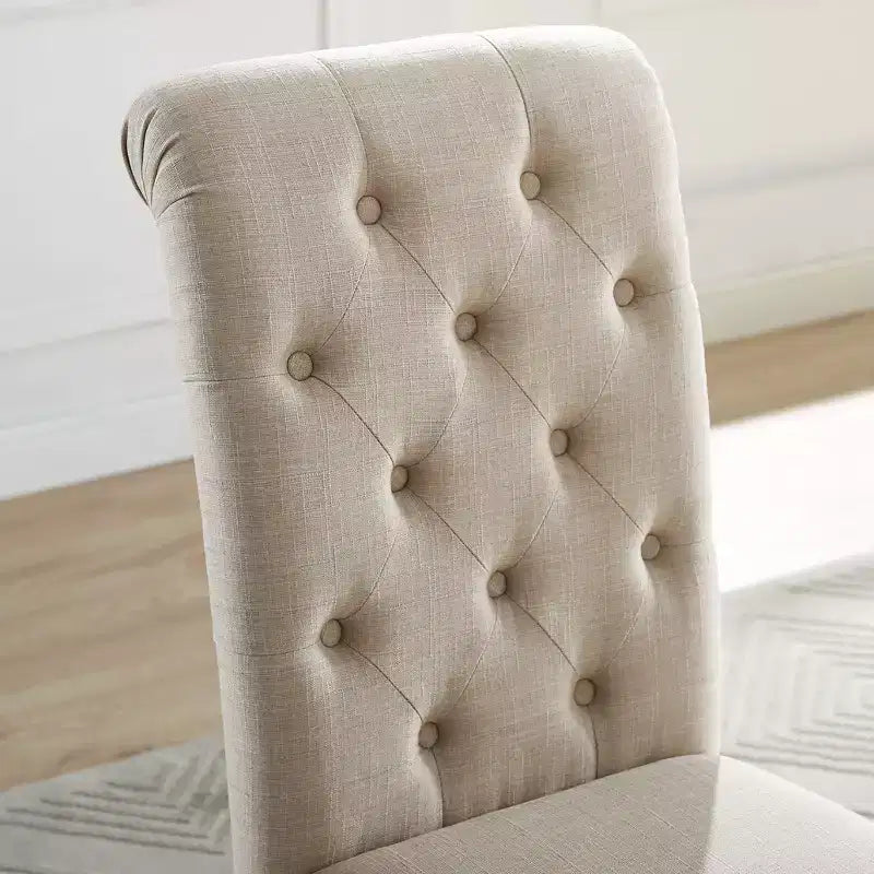Chaise de salle à manger Roundhill Furniture Leviton en bois massif capitonnée Asons, beige, lot de 2