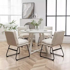 Ensemble de salle à manger rond Innes de Roundhill Furniture, table à manger avec piètement à tréteaux et 4 chaises élégantes, 5 pièces