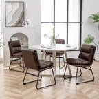 Ensemble de salle à manger rond Innes de Roundhill Furniture, table à manger avec piètement à tréteaux et 4 chaises élégantes, 5 pièces